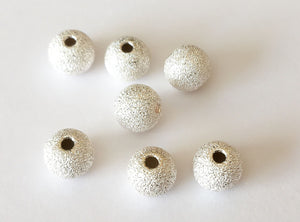 7pcs solid sterling silver 6mm round stardust beads spacers