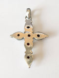 Beautiful Garnet Cross Pendant, Vintage Garnet Sterling Silver Pendant, Large Cross Pendant