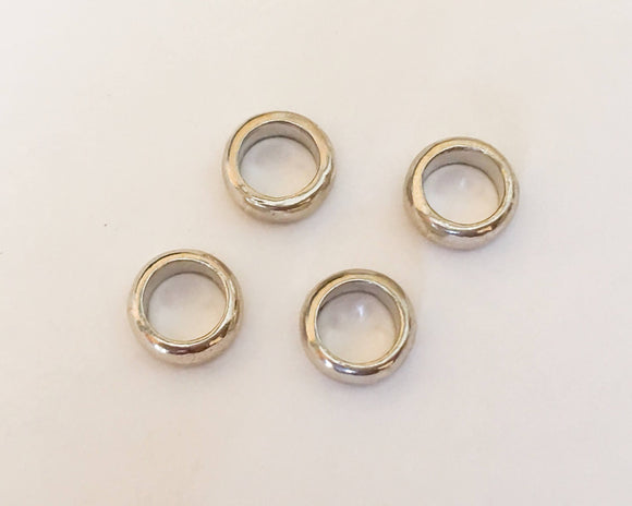 4 Sterling Silver Donut Rings Spacer Rondelle Beads 3x8mm Plain