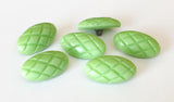 Oval vintage glass button lot apple green -6pc