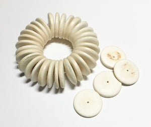 20mm Coconut Wood Discs, Coco Rondelle Cream Off White, Coconut Shell, Natural Wood Beads-30pc