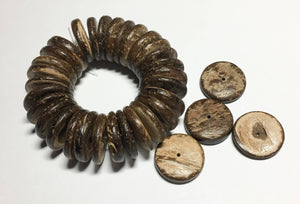 20mm Coconut wood discs, coco rondelle brown, coco 20mm brown, coconut shell, natural wood beads-30 pc