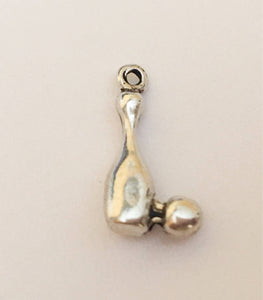 Small Sterling Silver Bowling Pin Charm Pendant-1 piece