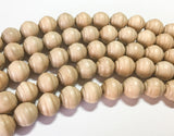 13mm Carved Wood Beads, Natural Wood Beads, Hambaba Carved Spiral 16" Strand