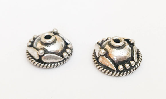 2 Bali Sterling Silver Bead Caps, 12x6mm