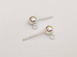 Pair Sterling Silver Post 3.8mm Ball with open ring, Sterling Silver Earring Findings