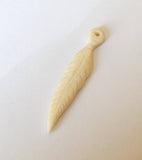 Carved Bone Leaf Pendant Charm 1 1/2"-4pc