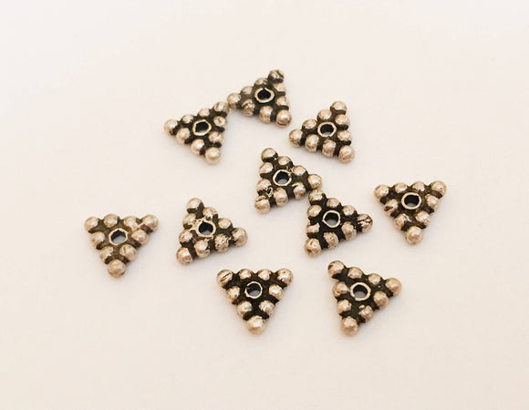 10 Sterling Silver Spacer Beads 6mm, Bali Sterling Silver Spacers-Triangle
