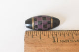 Oval Cabochon, Inlaid Shell and Brass Cabochon 12x28mm