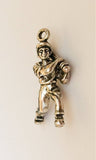 Solid Sterling Silver 3-D Baseball Player Charm, Ball Player with Bat Charm