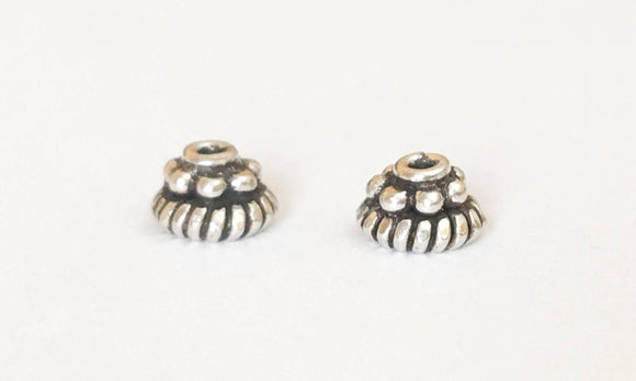 2 Bali Sterling Silver Bead Cap with Granulation 6x4mm