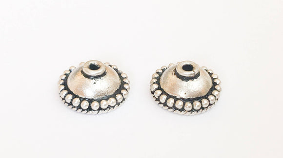 2 Bali Sterling Silver Bead Caps, 11x5mm