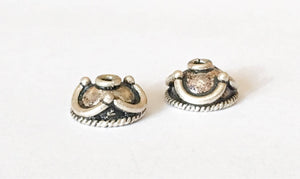 2 Bali Sterling Silver Bead Caps, 10mm