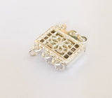 Filigree Sterling Silver Box Clasp Rectangle Triple Strand-1 set