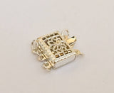 Filigree Sterling Silver Box Clasp Rectangle Triple Strand-1 set