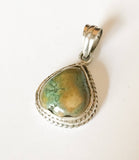 Vintage Turquoise Pendant, Silver and Turquoise Pendant, Natural Turquoise, Oval Sterling Silver Pendant
