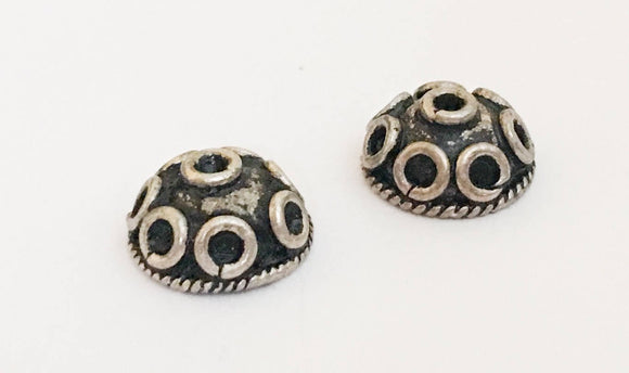 2 Bali Sterling Silver Bead Caps, 10x5mm