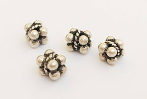 Decorative Bali Sterling Silver Tube Cube Beads with Granulation-4pc