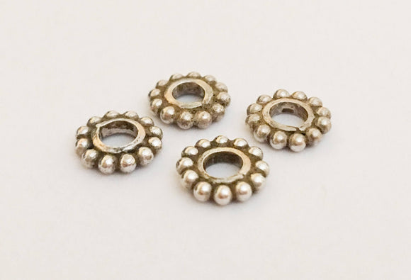 Granulated Bali Sterling Silver Rondelle Spacer Beads 8mm-4pc