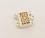 Filigree Sterling Silver Box Clasp Rectangle Double Strand-1 set