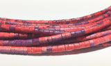 Coconut Heishi, Coco Heishi, Coconut Shell Tube Beads, Natural Wood Beads, Coconut Shell Heishi  3mm Tie-Dyed Rainbow Red/Purple 24" strand
