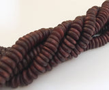 Dyed wood beads, brown 10mm rondelle wood beads, natural wood beads, 16" strand