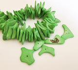 Large Coconut Wood Chips, Coco Chip Lime Green, Coconut Shell, Natural Wood Beads 30pc