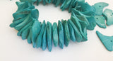 Coconut Wood Chips, Large Coco Chips Coconut Shell, Natural Wood Beads 30pc Turquoise