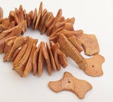 Coconut Wood Chips, Large Coco Chips Mustard , Coconut Shell, Natural Wood Beads 30pc