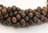 Robles Wood Beads, natural wood beads, side-drilled oval 16" strand