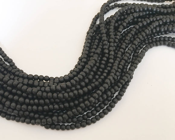 Black Ebony wood beads, natural wood beads, 4mm round 16
