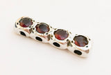 Sterling Silver Separator Bar 4 Strand Hole Fancy Spacer Bar Separator 925 Garnet