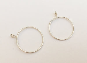 Sterling Silver Plain Ear Hoops 14mm-10pc