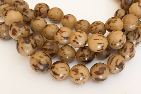 Buri Nut Beads 10mm Round Tiger 16
