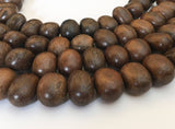 Robles Wood Beads, natural wood beads, side-drilled oval 16" strand