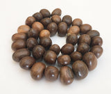 Robles Wood Beads, natural wood beads, side-drilled oval 16" strand