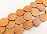 Wood disc, wood bead connector 30mm mustard yellow-10pc.
