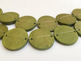 wood bead connector, wood disc 30mm olive-10pc.