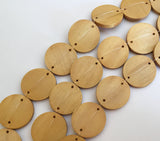 wood bead connector, wood disc 30mm yellow 10pc.