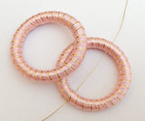 Focal Bead Wrapped Donut Ring Beads Statement Jewelry Shawl Ring 48mm Light Pink/Gold-2pc