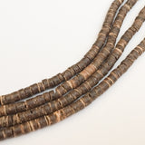 4-5mm Coconut Heishi, Coco Heishi, Natural Wood Beads, Coconut Shell Heishi  Brown 24" strand