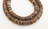 4-5mm Coconut Heishi, Coco Heishi, Natural Wood Beads, Coconut Shell Heishi  Brown 24" strand