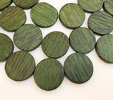 Palmwood Flat Round Coin Green-16" strand