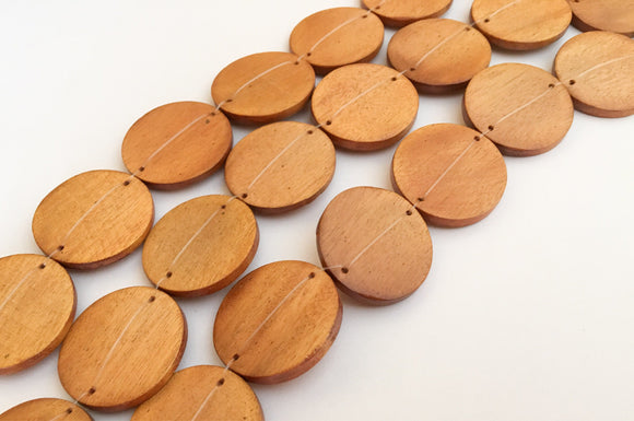Wood disc, wood bead connector 30mm mustard yellow-10pc.