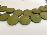 wood bead connector, wood disc 30mm olive-10pc.