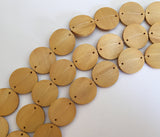 wood bead connector, wood disc 30mm yellow 10pc.