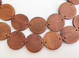 wood bead connector, wood disc 30mm, stained brown-10pc.