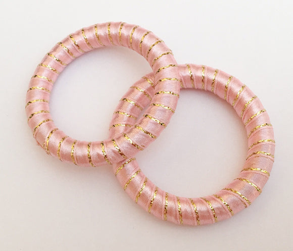 Focal Bead Wrapped Donut Ring Beads Statement Jewelry Shawl Ring 48mm Light Pink/Gold-2pc