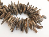 Large Coconut Wood Chips, Coco Chip Natural, Coconut Shell, Natural Wood Beads Brown 7" strand