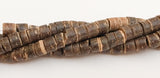 4-5mm Coconut Heishi, Coco Heishi, Natural Wood Beads, Coconut Shell Heishi  Brown 24" strand